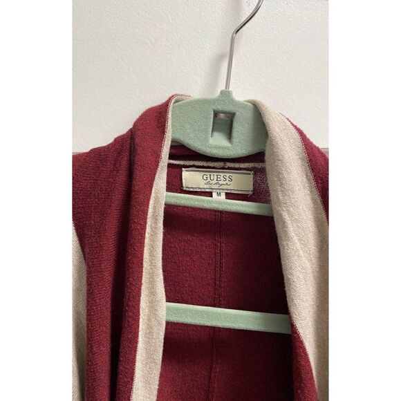 Guess Maroon/Beige Wide Striped Open Flow Cardigan - Picture 3 of 3